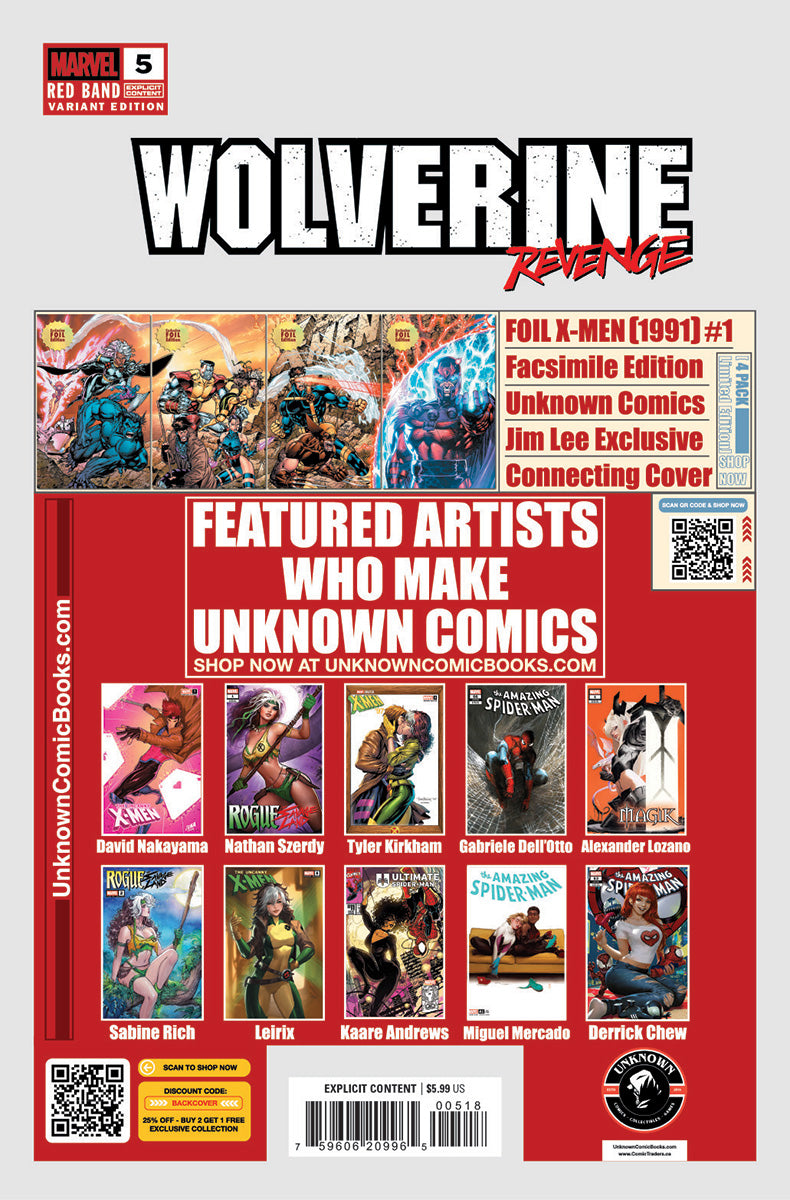 Wolverine Revenge #5 Red Band Unknown Comics Exclusive Tyler Kirkham BATTLE DAMAGED Var [Polybagged] Explicit Content (03/26/2025)
