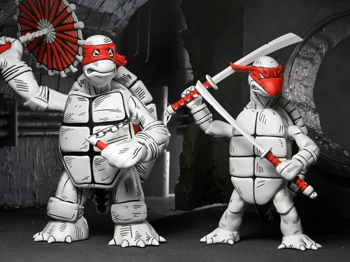 The First Sketch Turtles (Black and White) Eastman & Laird’s Teenage Mutant Ninja Turtles Adventures Action Figure NECA 2024