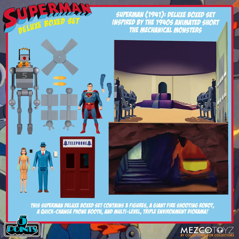 Superman: The Mechanical Monsters (1941): Deluxe Boxed Set 5 Points Mezco